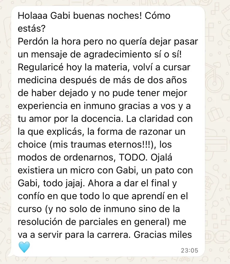 Mensaje de un alumno del curso (4 de 23)