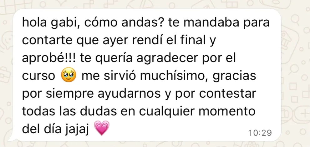 Mensaje de un alumno del curso (8 de 23)