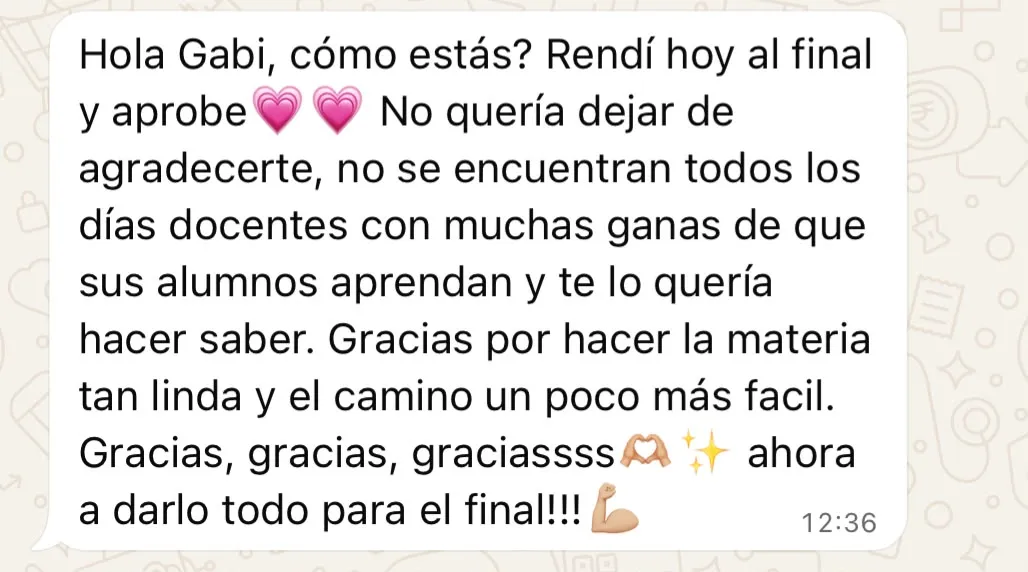 Mensaje de un alumno del curso (9 de 23)