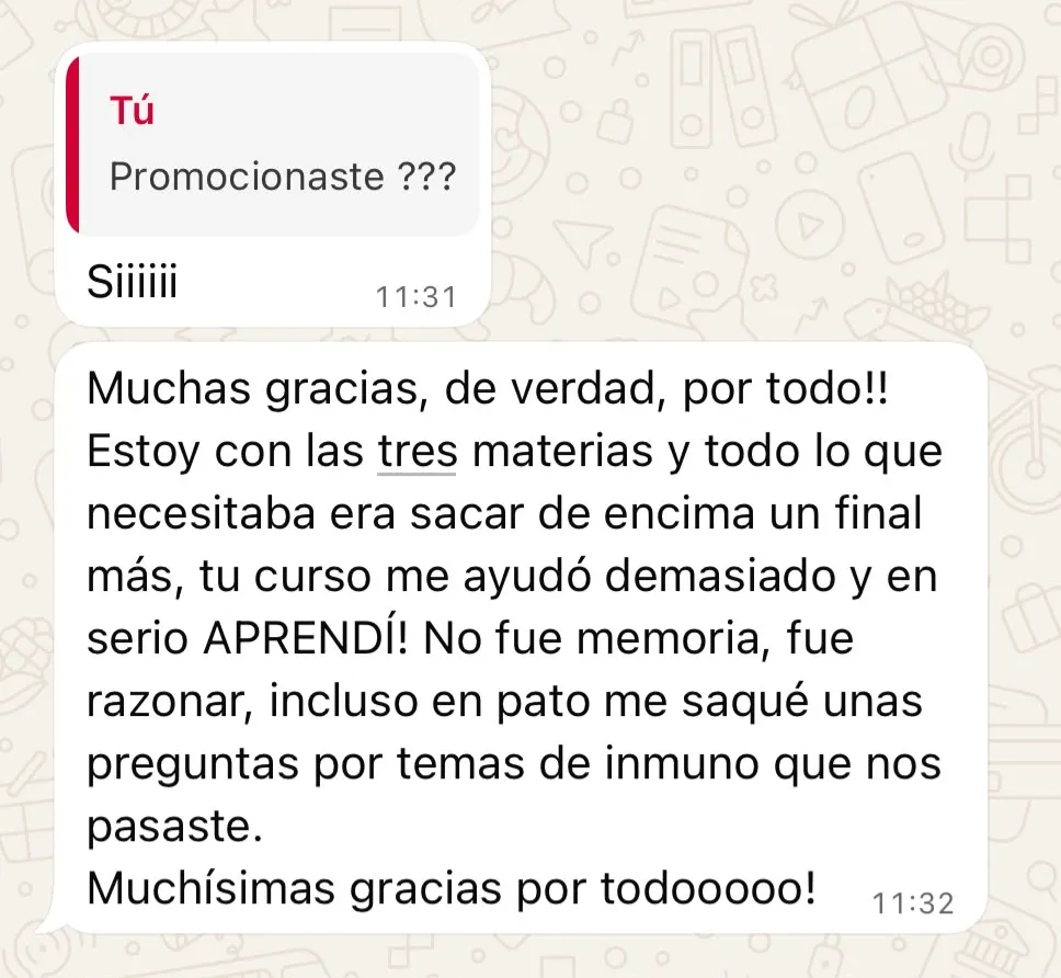 Mensaje de un alumno del curso (10 de 23)