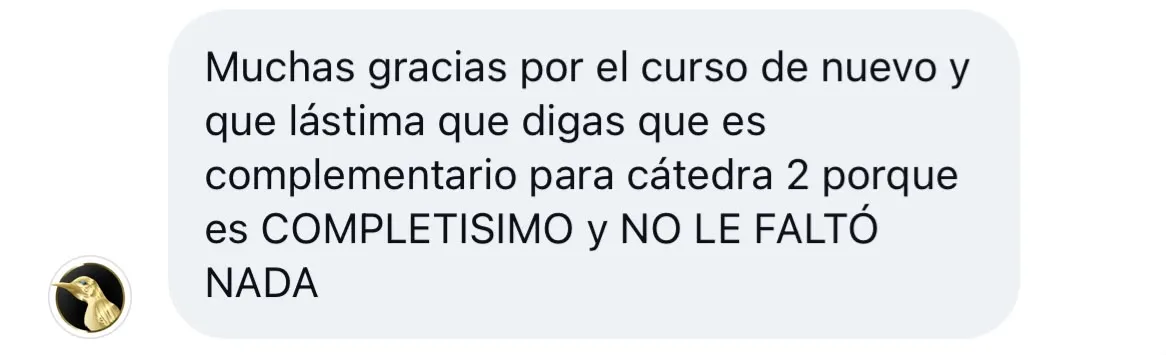 Mensaje de un alumno del curso (11 de 23)
