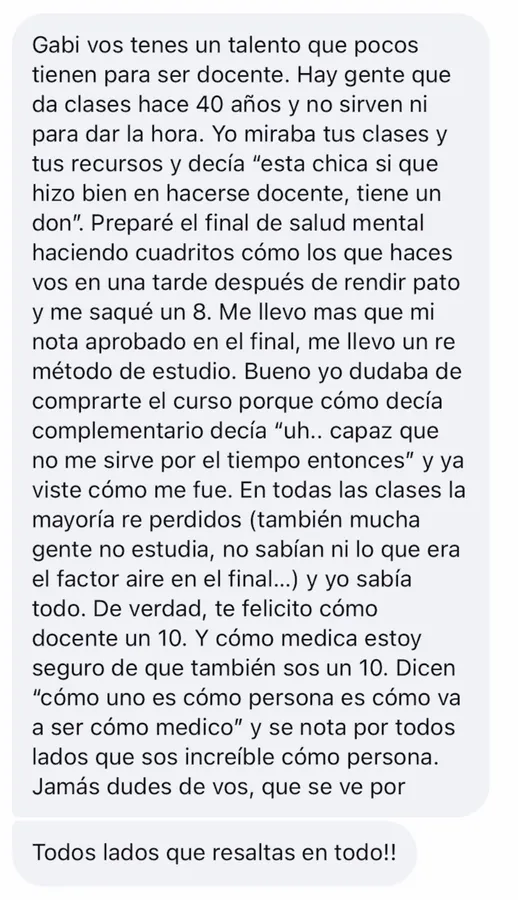 Mensaje de un alumno del curso (12 de 23)