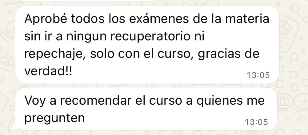 Mensaje de un alumno del curso (14 de 23)