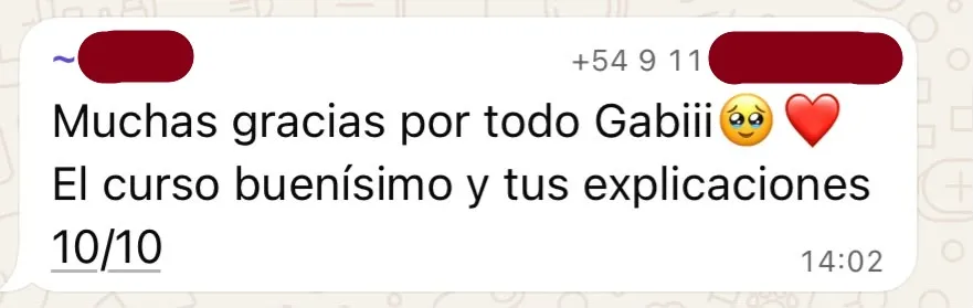 Mensaje de un alumno del curso (16 de 23)