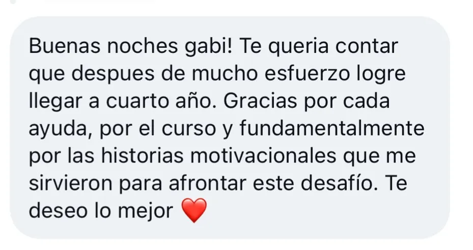 Mensaje de un alumno del curso (18 de 23)
