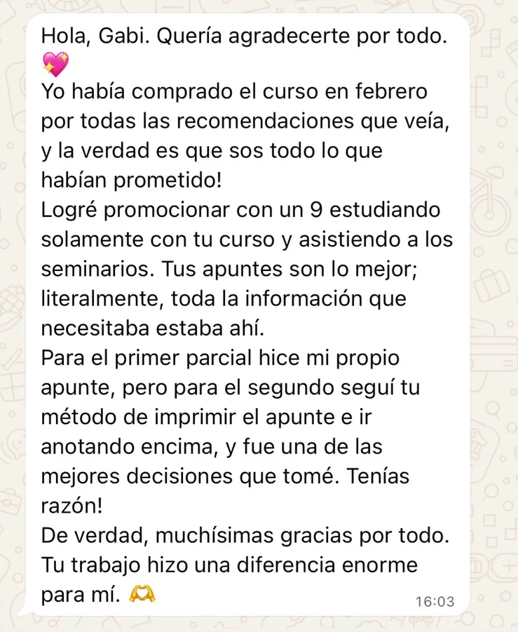 Mensaje de un alumno del curso (20 de 23)