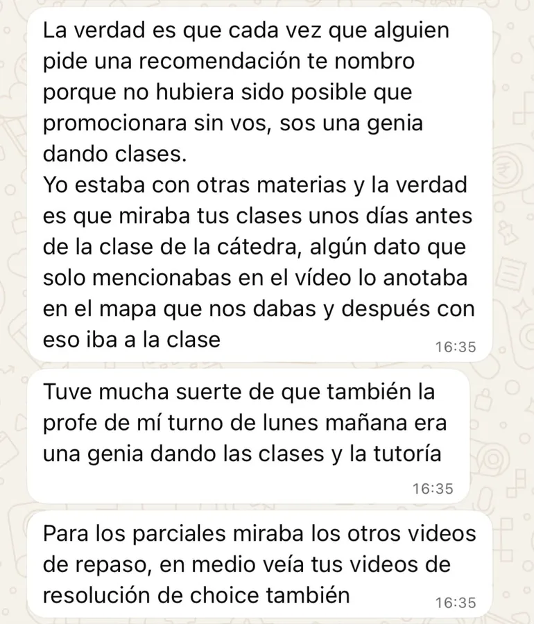 Mensaje de un alumno del curso (21 de 23)