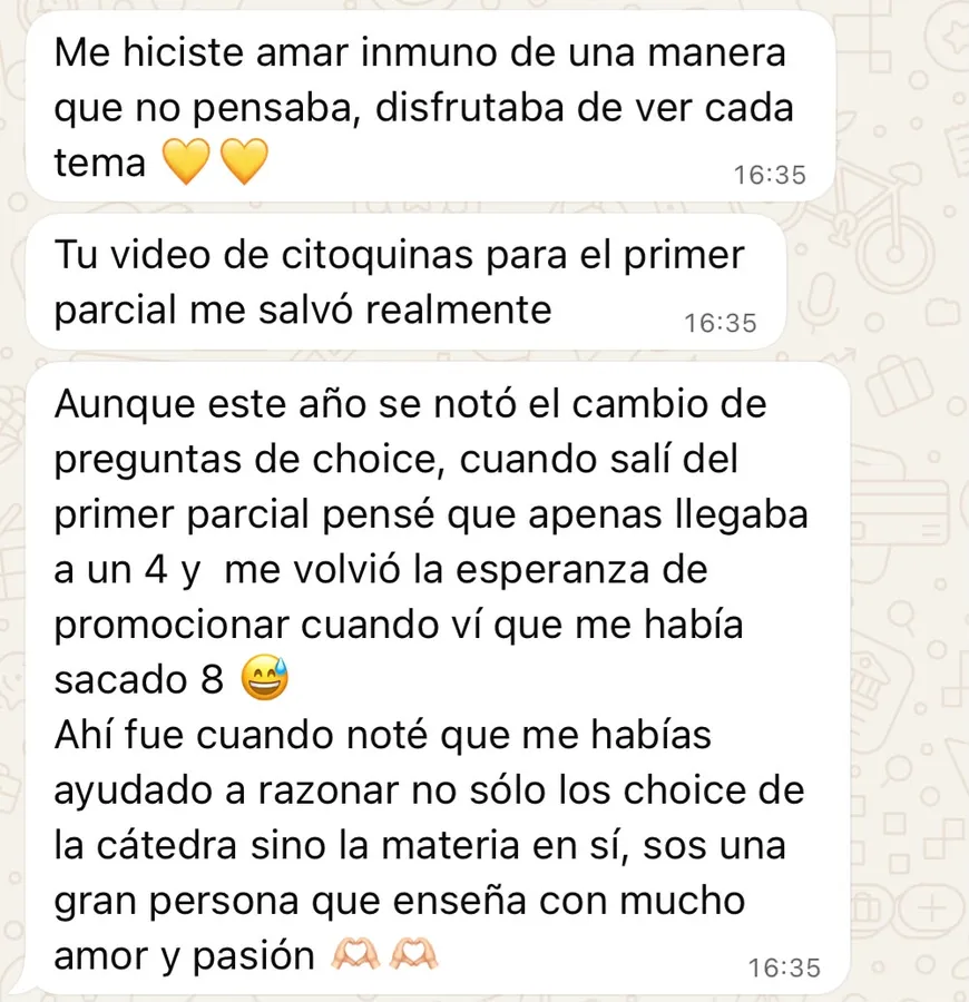 Mensaje de un alumno del curso (22 de 23)